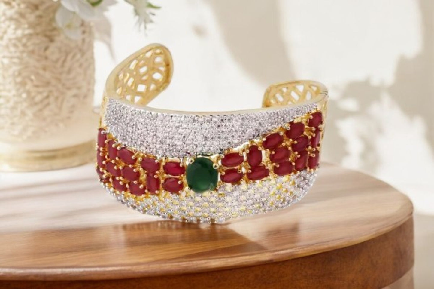 Luxurious Gold Toned Multi Stone Bracelet / Ruchi