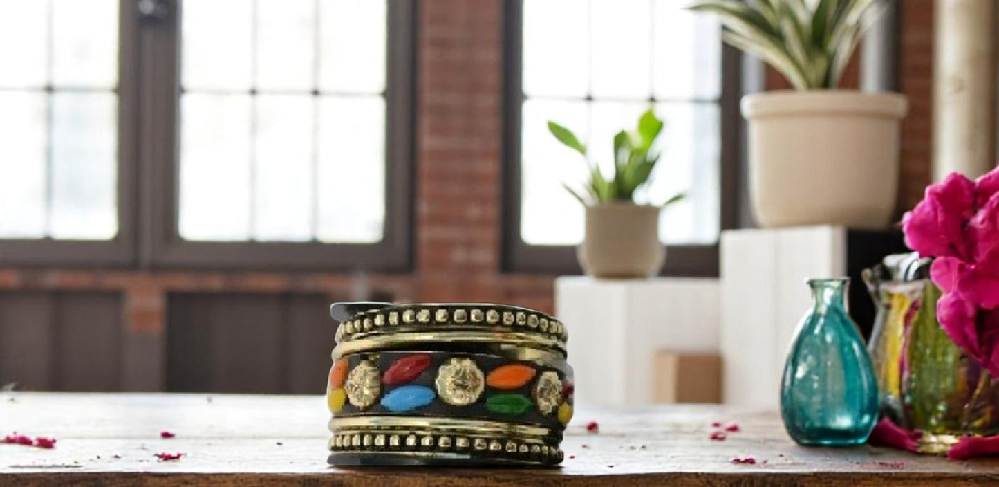 Stylish Black Gold Stone Bracelet