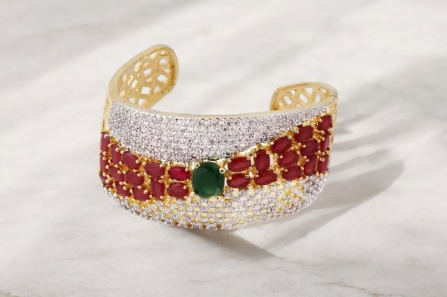 Luxurious Gold Toned Multi Stone Bracelet / Ruchi