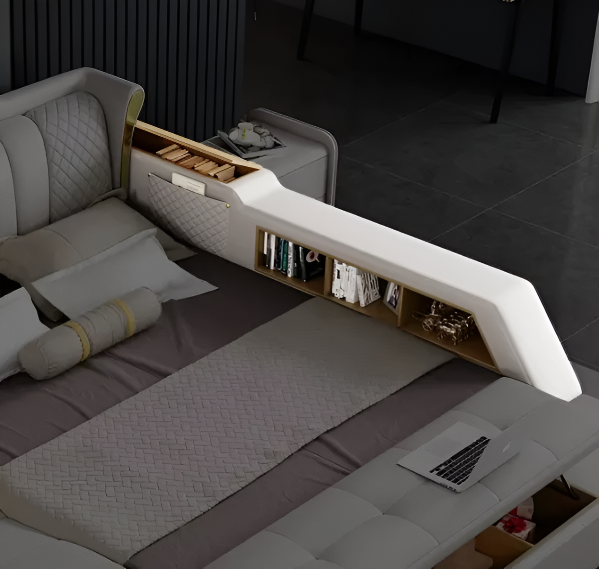 Multifunctional Smart Leather Bed With Massager / Ruchi