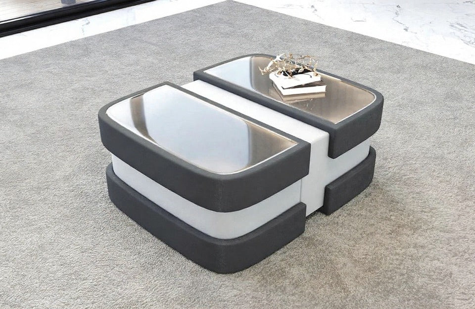 Extendable Glass Top Leather Coffee Table / Ruchi