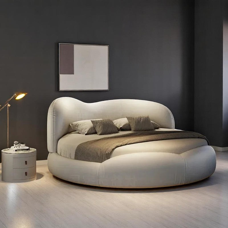 Genuine Leather Queen Round Bed / Ruchi