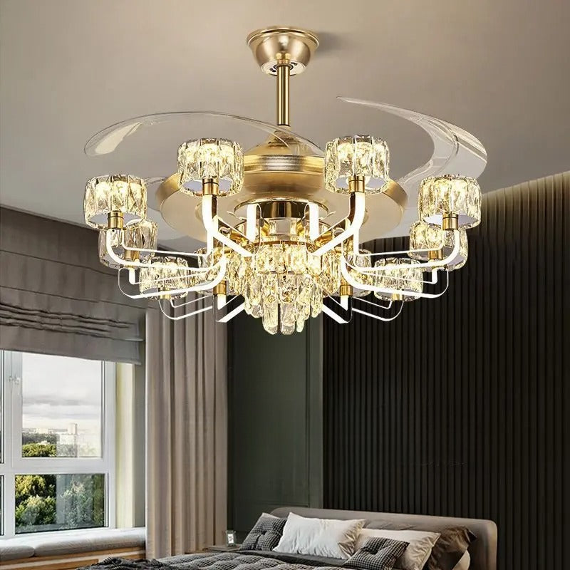 Remote Control LED Crystal Ceiling Fan Light / Ruchi