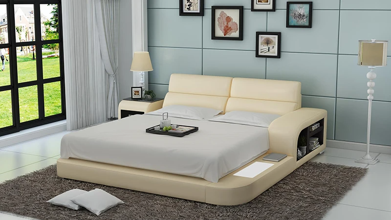 Modern LED Platform Leather Bed / Ruchi