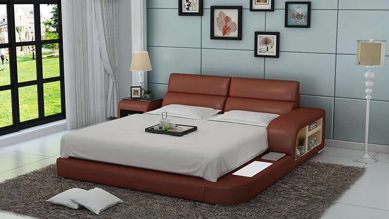 Modern LED Platform Leather Bed / Ruchi