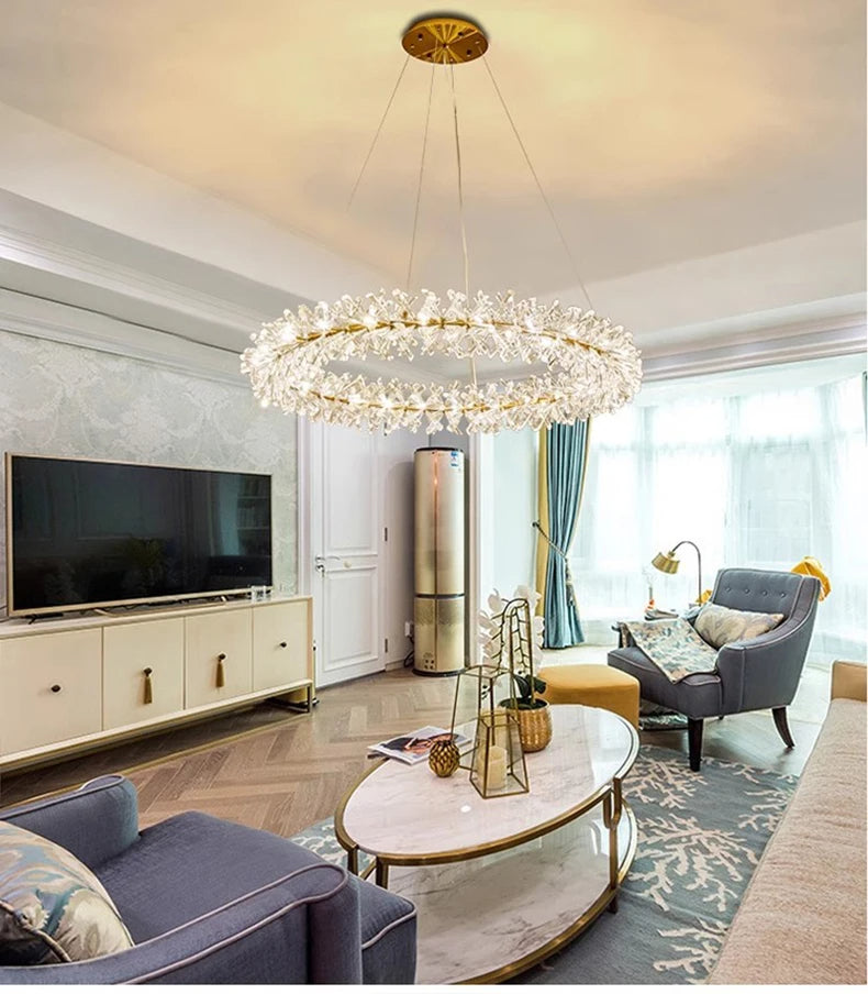 Modern LED Light Crystal Chandelier For Bedroom / Ruchi