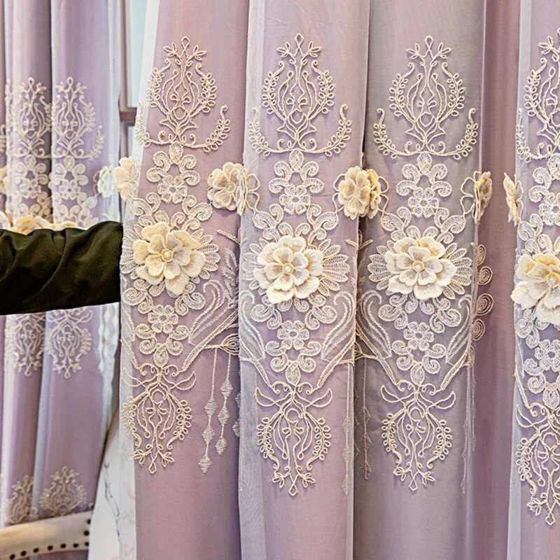 Polyester Fabric Window Curtain For Living Room / Ruchi