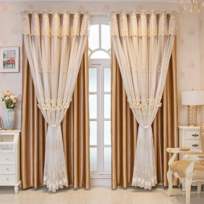 Polyester Fabric Window Curtain For Living Room / Ruchi