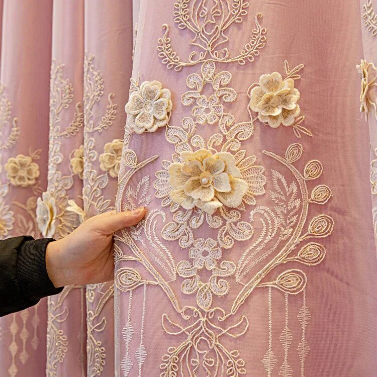 Polyester Fabric Window Curtain For Living Room / Ruchi