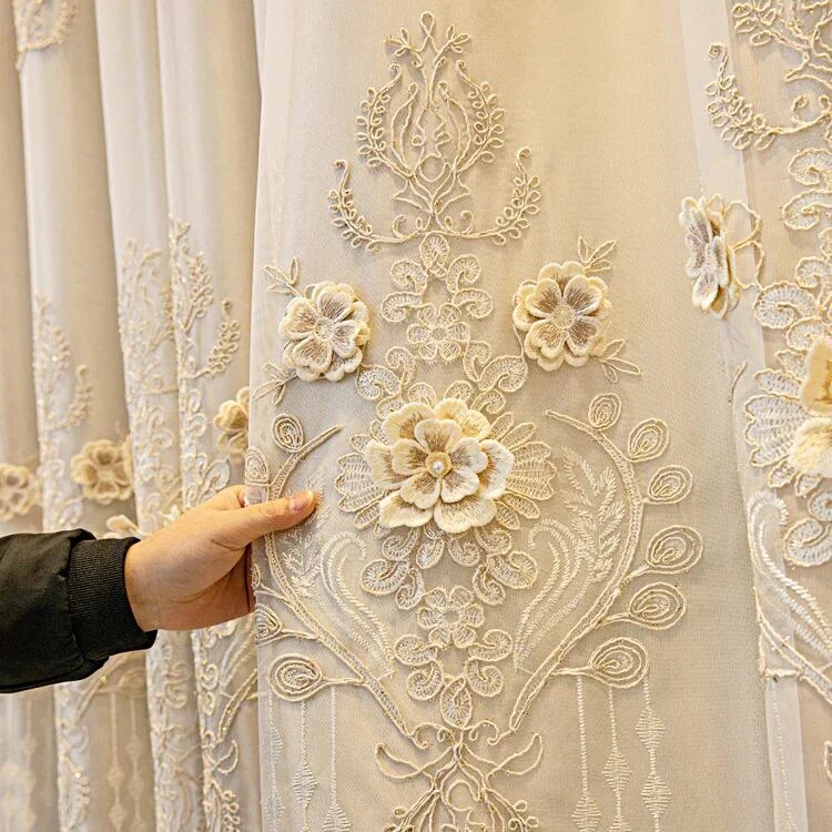 Polyester Fabric Window Curtain For Living Room / Ruchi