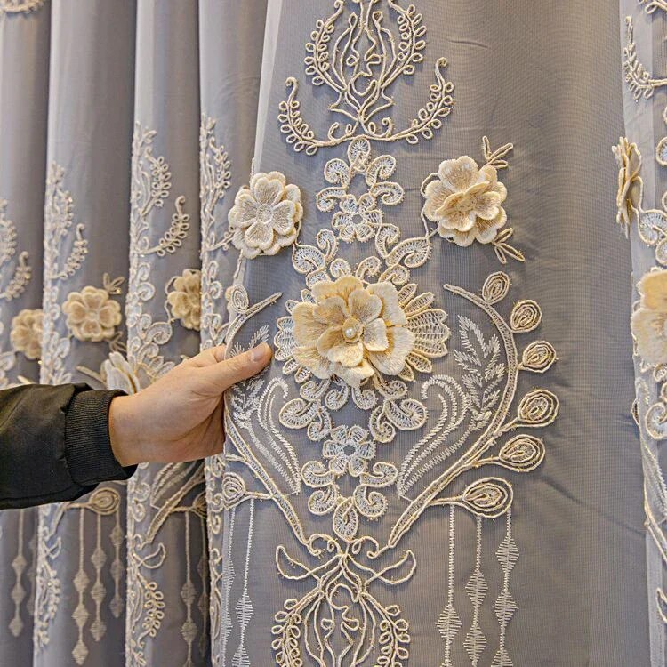 Polyester Fabric Window Curtain For Living Room / Ruchi
