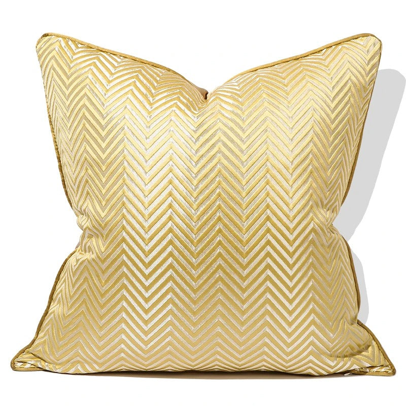 Elegant Popular Stripe Jacquard Gold Square Pillow Case / Ruchi