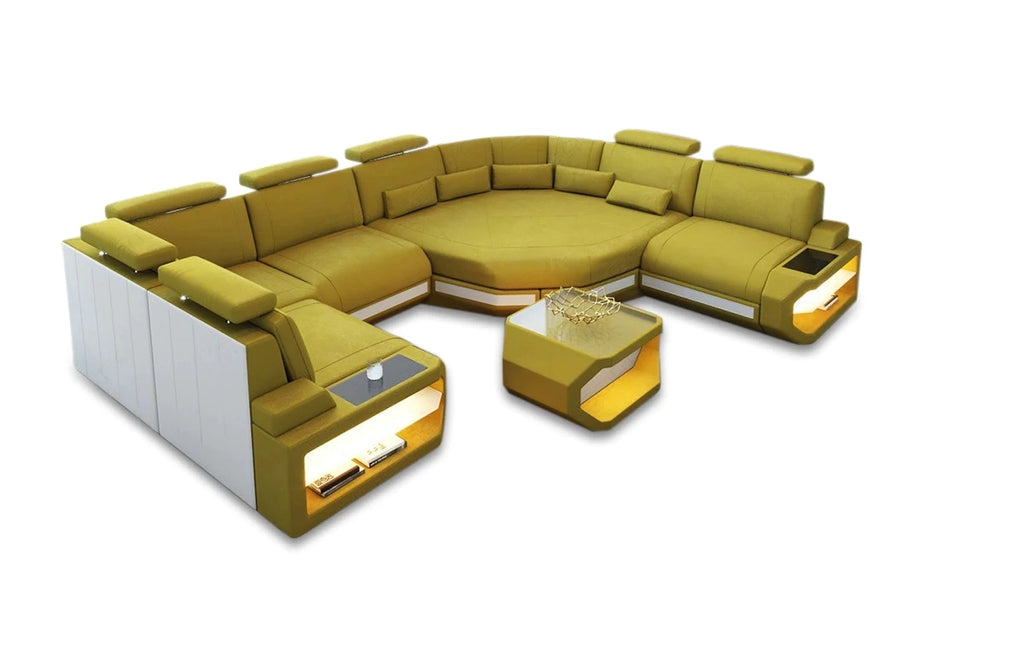 U-shaped LED Leather Sectional Sofa