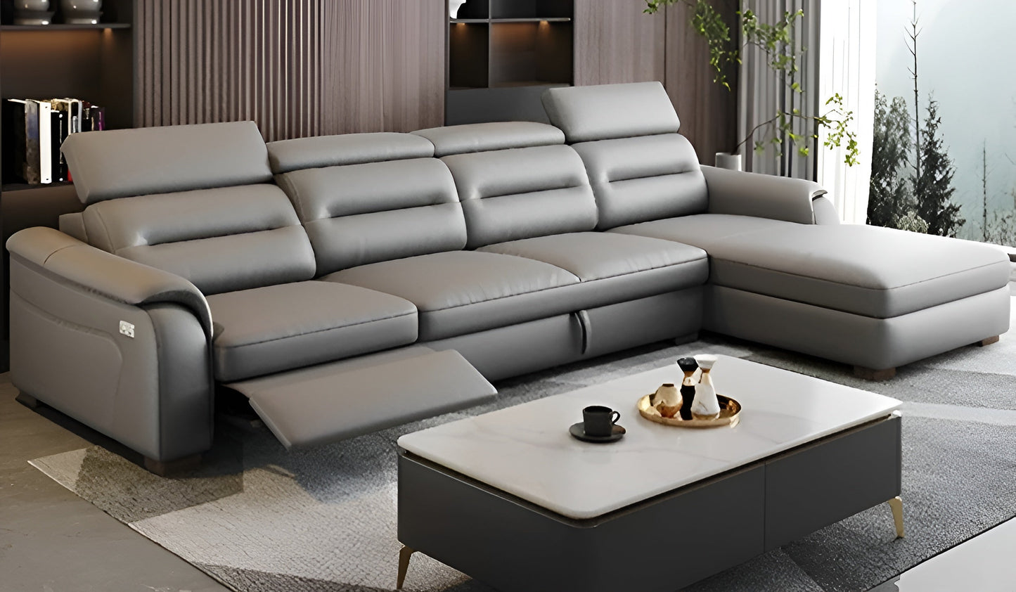 Sectional Leather Sofa Bed With Recliner