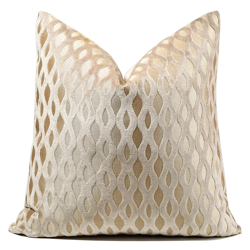 Elegant Popular Stripe Jacquard Gold Square Pillow Case / Ruchi