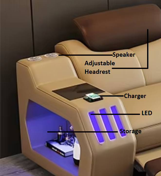 Recliner Leather Sofa with LED