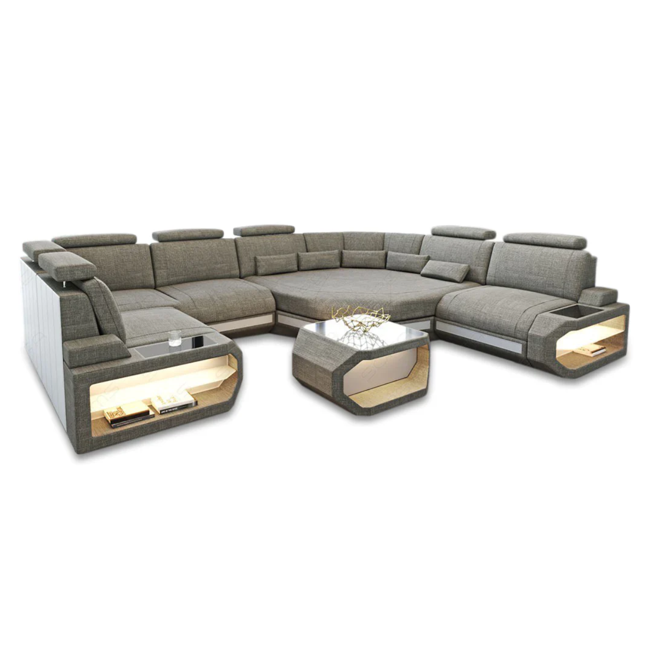 U-shaped LED Fabric Sectional Sofa / Ruchi