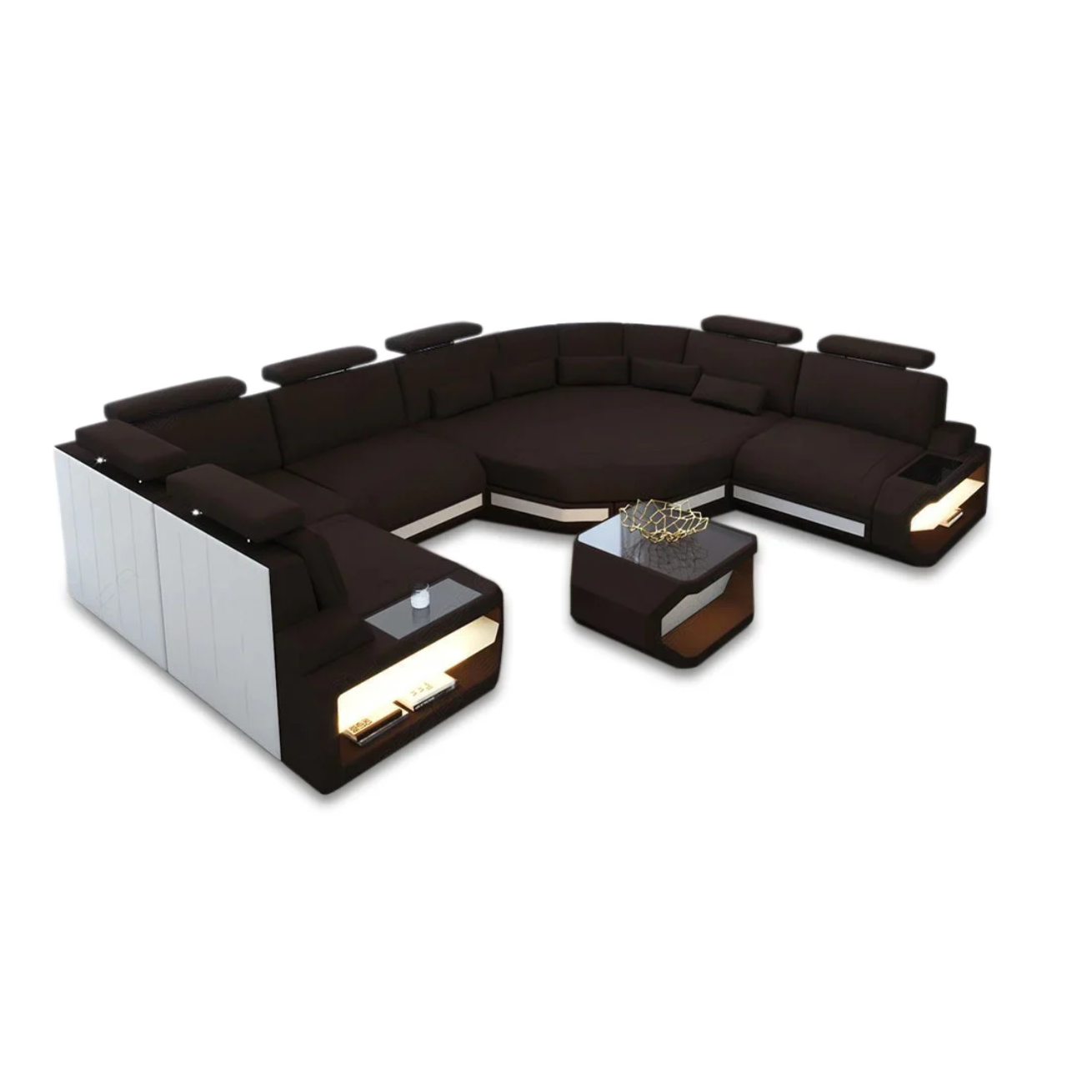 U-shaped LED Leather Sectional Sofa /Ruchi