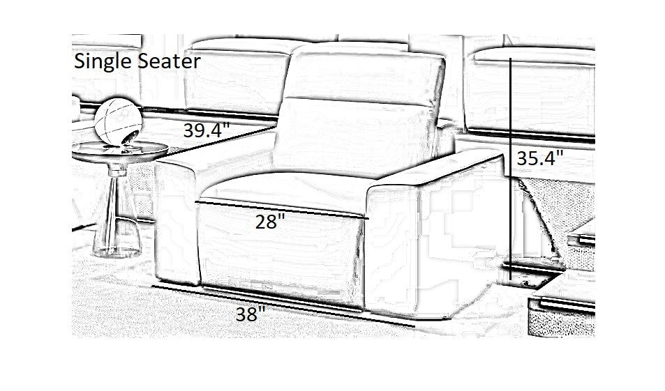 Power Recliner LED Leather Sofa For Theater / Ruchi
