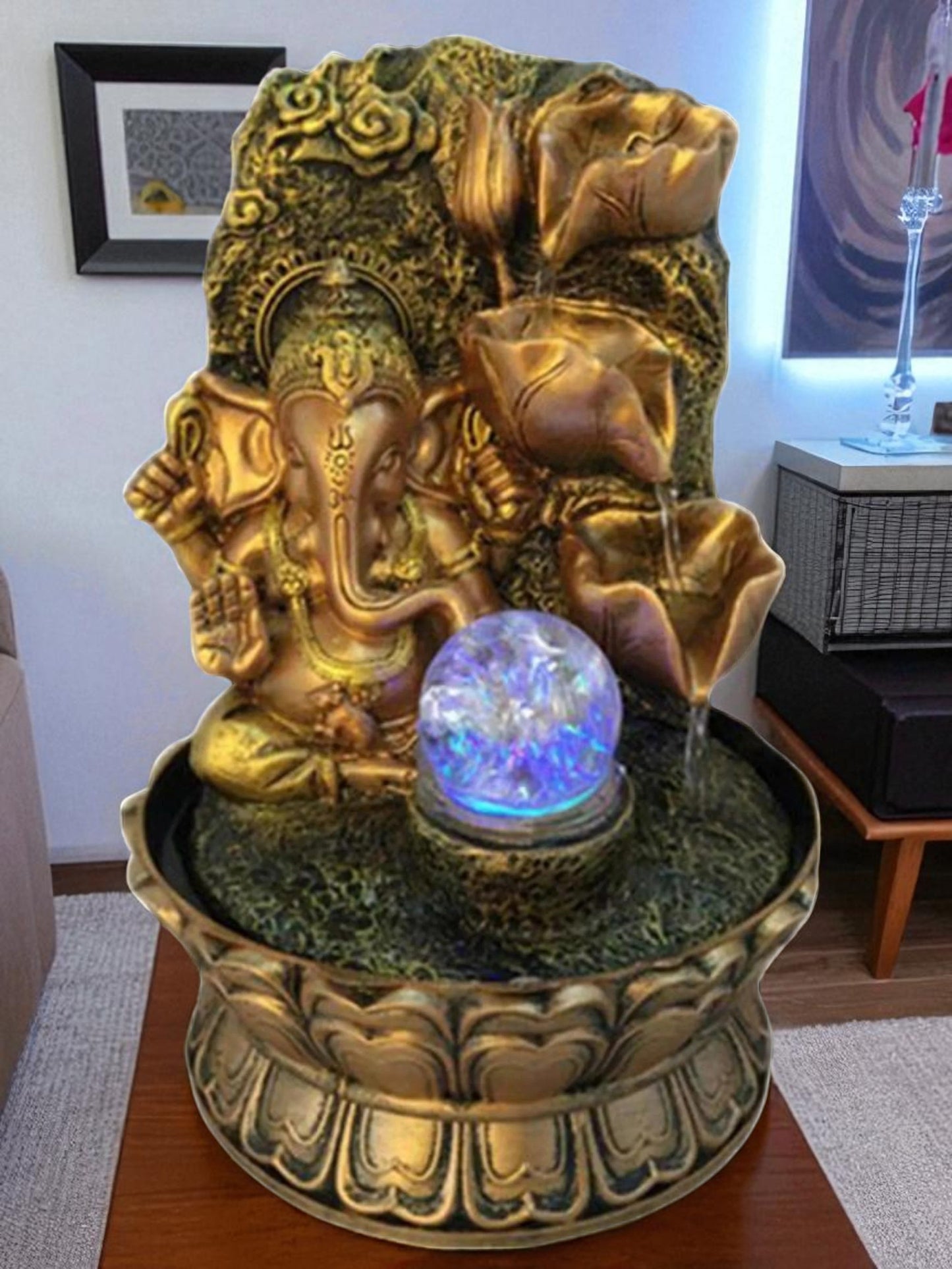 Golden Resin Ganesha Water Fountain / Ruchi