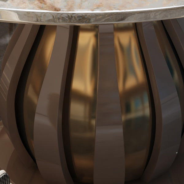 Marble Round Dining Table Set With Lazy-Susan / Ruchi