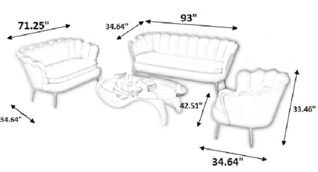Velvet Fabric Sofa Set For Living Room