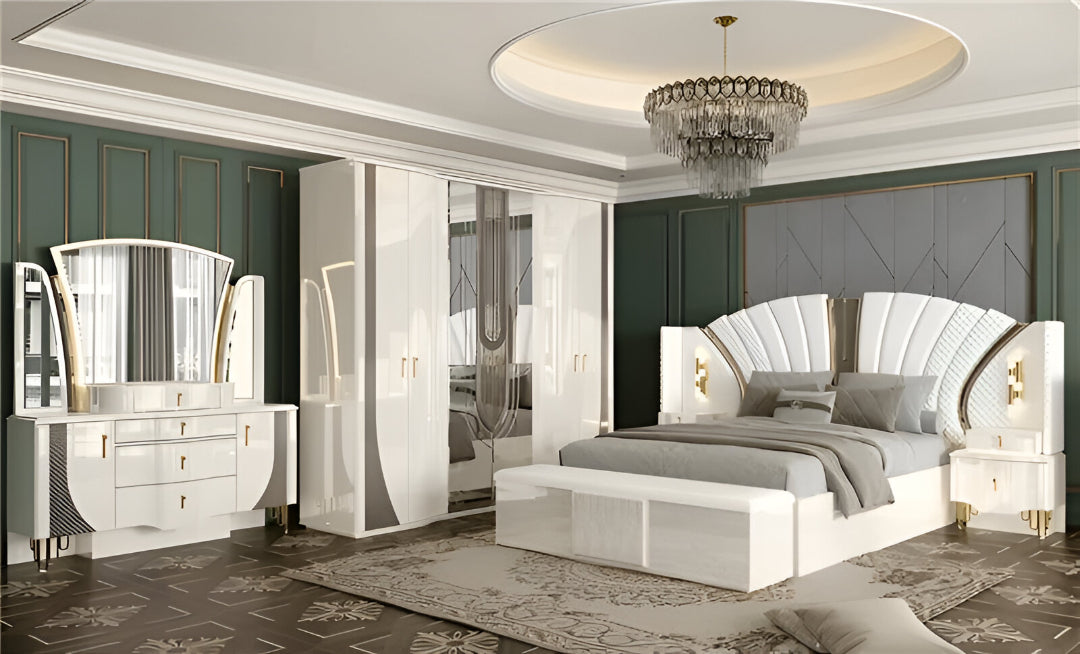 Modern Leather Upholstered Bedroom Set / Ruchi