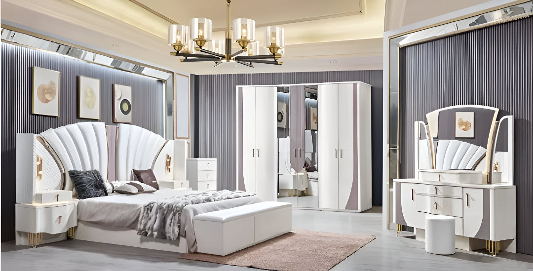 Modern Leather Upholstered Bedroom Set / Ruchi