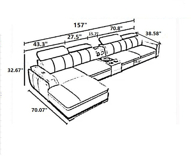 Multi-functional Sectional Leather Sofa / Ruchi