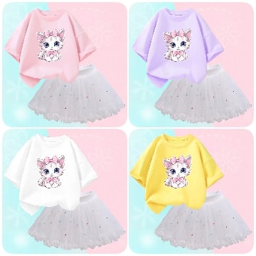 Luxury Printed With Ivory Colored Skirt Children's Dress / Ruchi