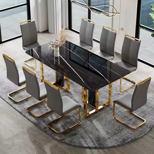 Rectangular 8 Seater Marble Dining Table Set / Ruchi