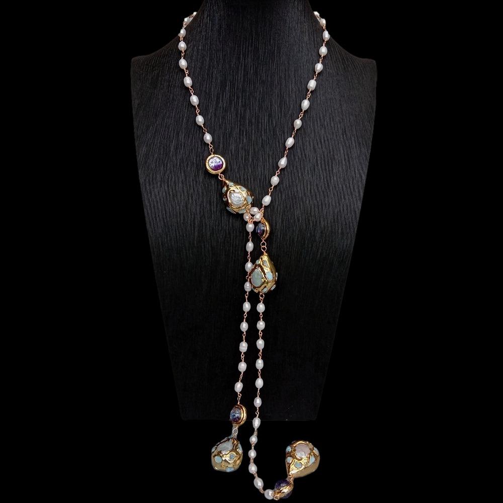 Rosary Style Beaded Pearl Necklace / Ruchi