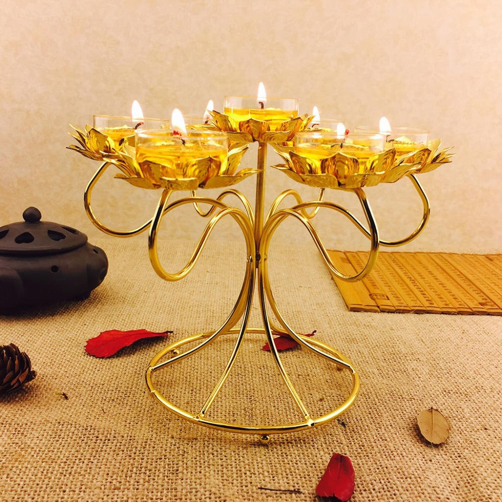 Lotus Design Decorative Metal Candle Holders / Ruchi