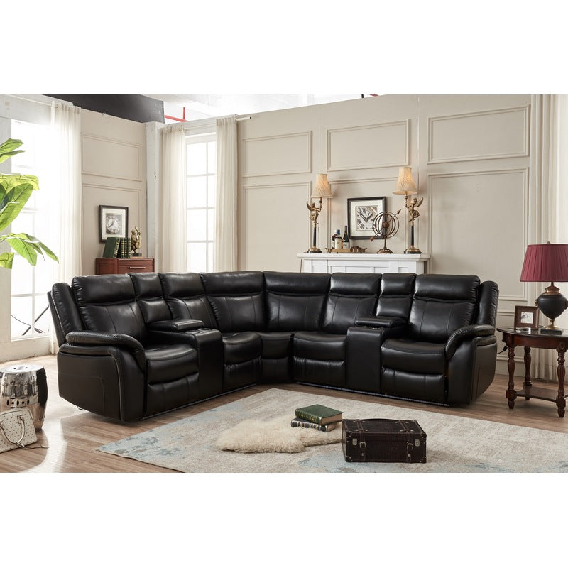 Leather Power Recliner LED Sectional Sofa / Ruchi