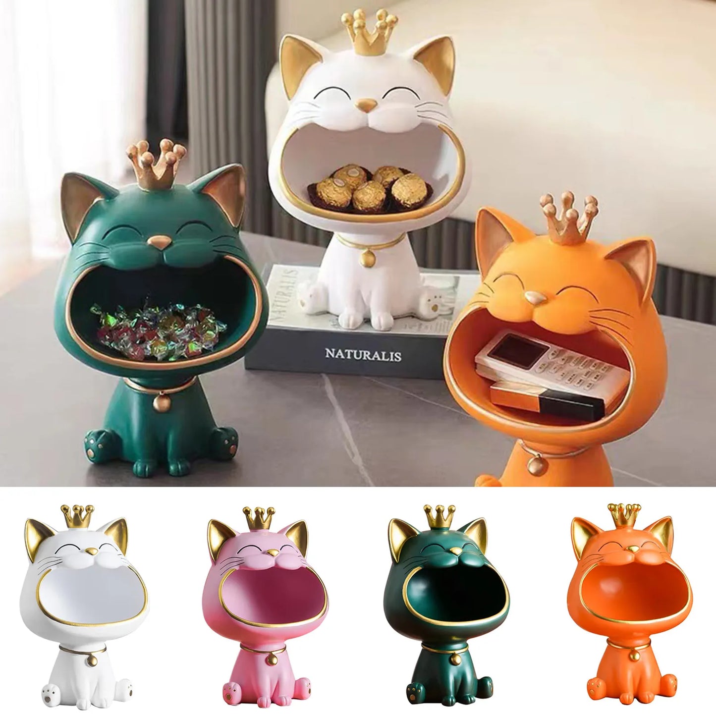 Endearing Laughing Cat Resin Statue / Ruchi