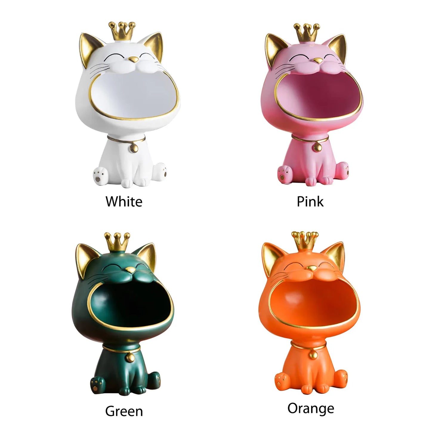 Endearing Laughing Cat Resin Statue / Ruchi