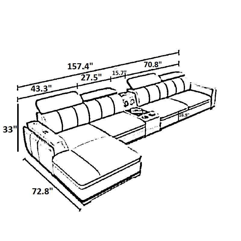 Multi-functional Sectional Leather Sofa