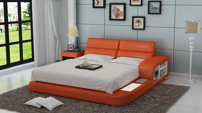 Modern LED Platform Leather Bed / Ruchi