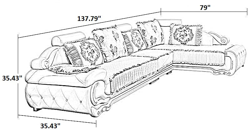 European L-Shape Fabric and Leather Sectional Sofa / Ruchi