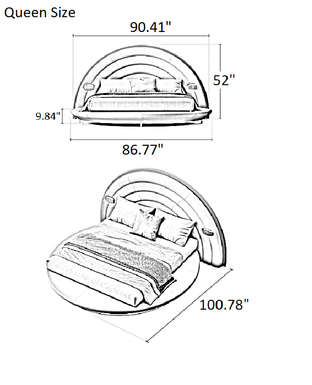 Modern LED Leather Round Bed / Ruchi