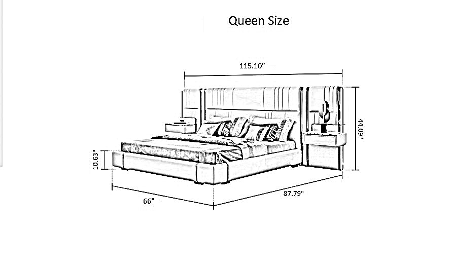 Modern Leather Platform Bed With Headboard