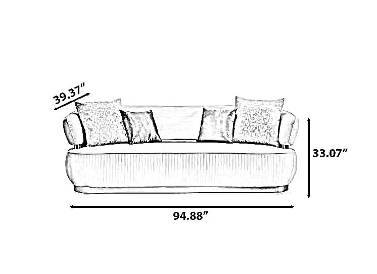 Modern 3-Piece Fabric Sofa Set / Ruchi