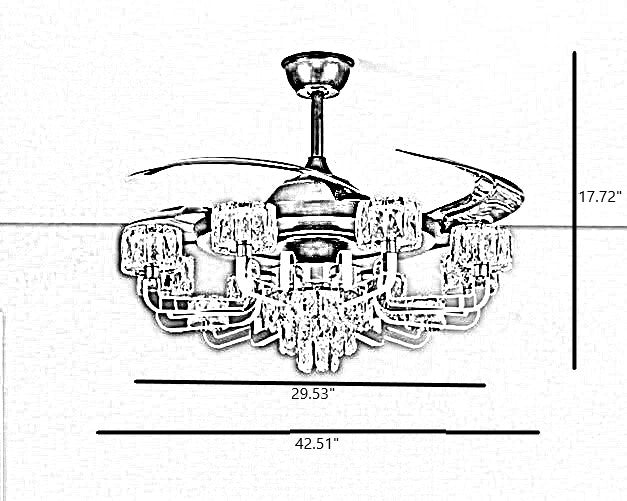 Remote Control LED Crystal Ceiling Fan Light / Ruchi