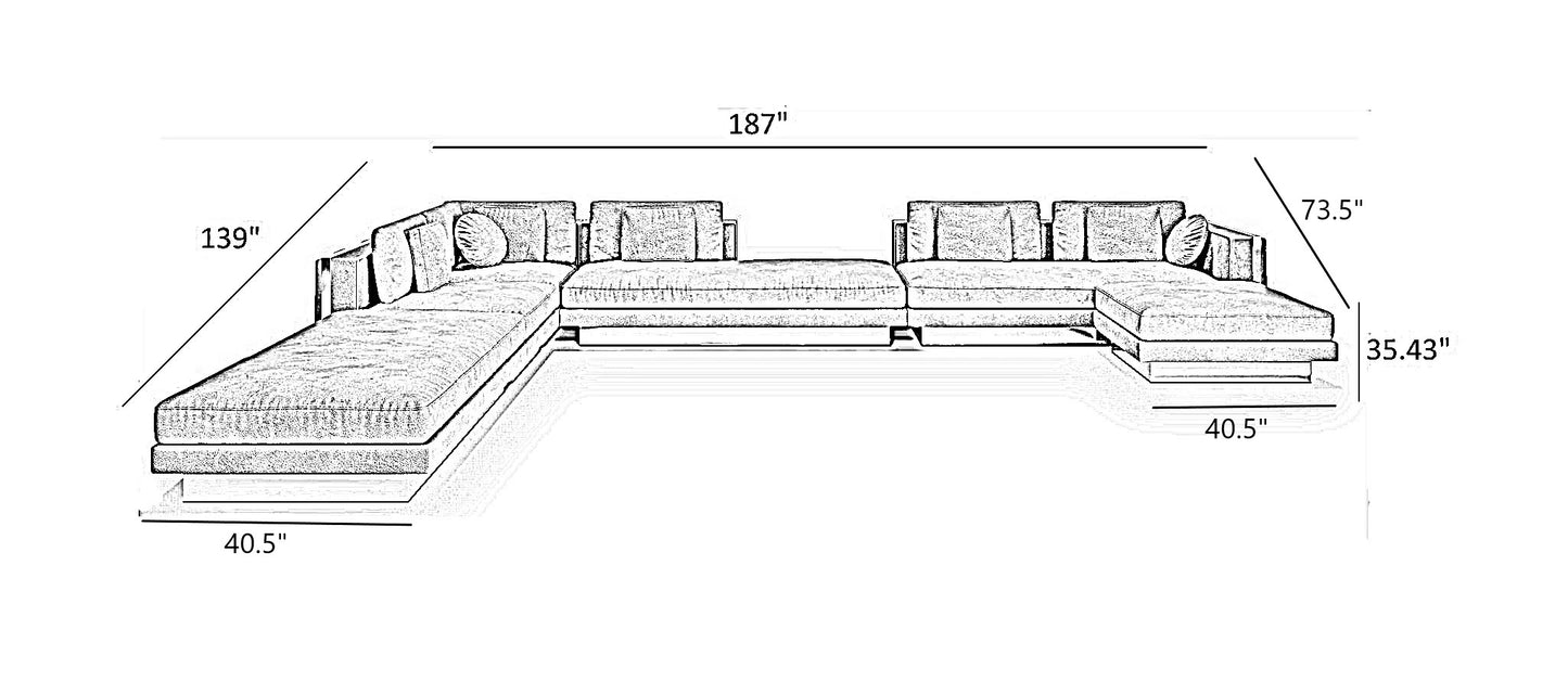 Fabric Upholstered Sectional Sofa