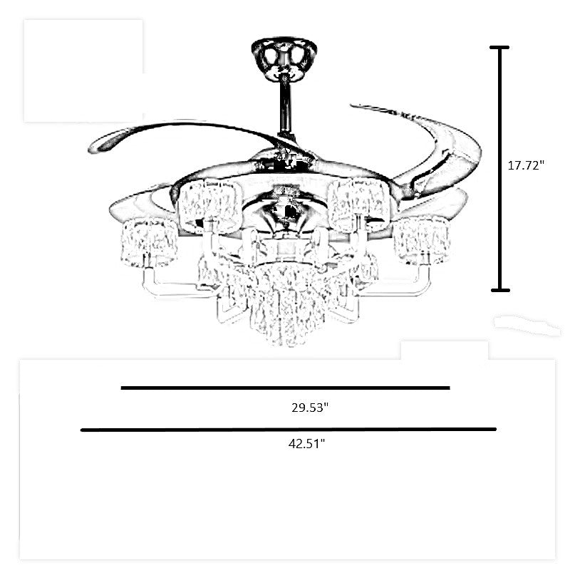 Remote Control LED Crystal Ceiling Fan Light / Ruchi