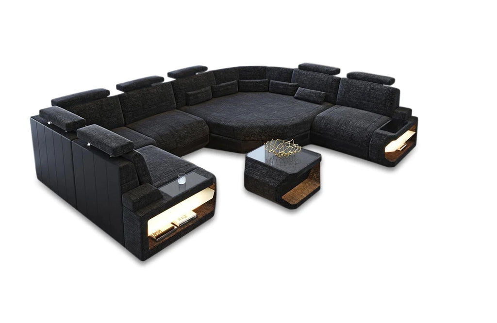 U-shaped LED Fabric Sectional Sofa / Ruchi