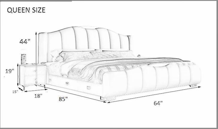 Modern LED Leather Bed With Storage