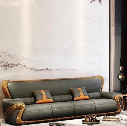 European Pure Genuine Leather 4-Seater Sofa / Ruchi
