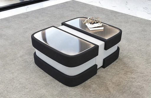 Extendable Glass Top Leather Coffee Table / Ruchi