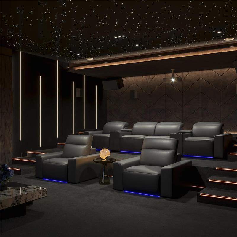Power Recliner LED Leather Sofa For Theater / Ruchi